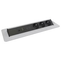 Axessline QuickBox - 3 eluttag typ F, 2 USB-A laddare, 1 HDMI, 1 data,